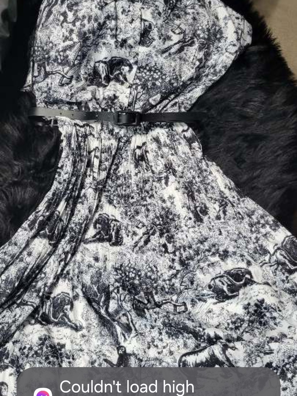 Black and White Printed Fit-and-Flare Dress